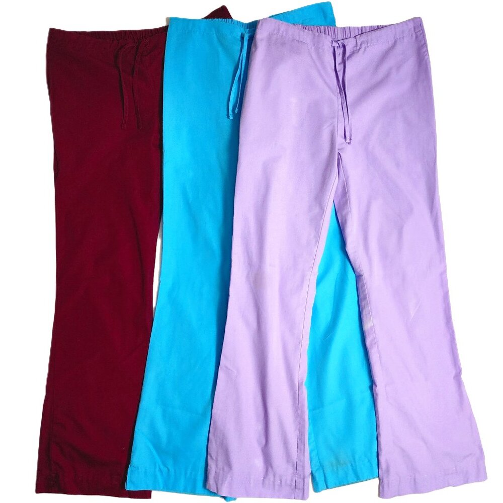 3 Cherokee Scrubs Workwear Women's Drawstring Flare Leg Scrub Pant Size XS